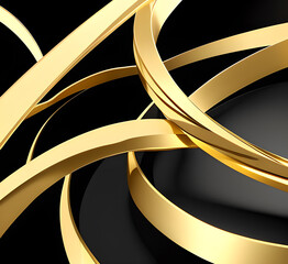 Golden Christmas particles against dark background with copy space.generative ai	