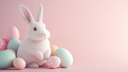 Decorative easter bunny silhouette with pastel easter eggs for spring celebrations