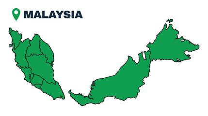 Malaysia simple flat vector illustration map