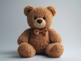 Fototapeta premium A cute, plush teddy bear with a bowtie, perfect for gifts or decoration.