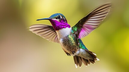 Naklejka premium Close-Up of a Colorful Hummingbird in Mid-Flight
