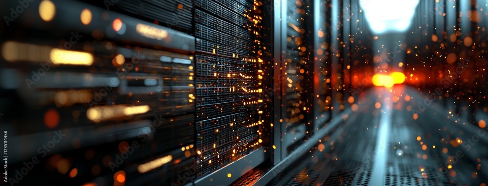 Poster data center server room including backup systems, mining operations, hosting services, mainframes, f