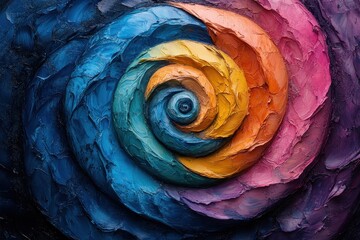 Fototapeta premium A vibrant, swirling abstract representation resembling a colorful nautilus shell.