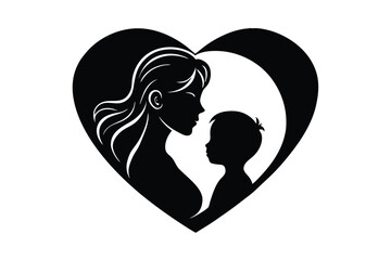 silhouette of a child with a heart