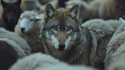 Wolf in sheep's clothing amidst the unsuspecting flock.