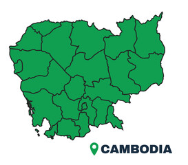 Cambodia simple flat vector illustration map
