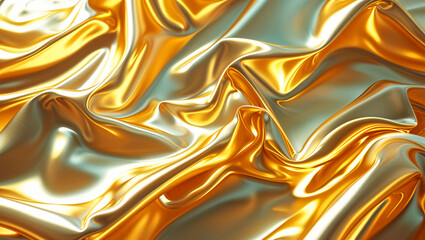 Intricate golden silk patterns creating a luxurious and elegant fabric texture, background