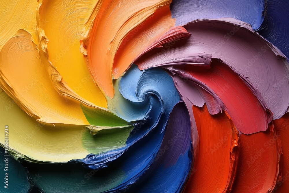 Poster a vibrant swirl of colorful paint strokes creating an artistic texture.