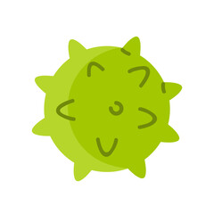 Green spiky ball dog toy. Toys for leisure, throwing and training of pets. Vector illustration in cartoon style. Isolated white background