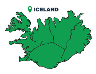 Obraz premium Iceland simple flat vector illustration map