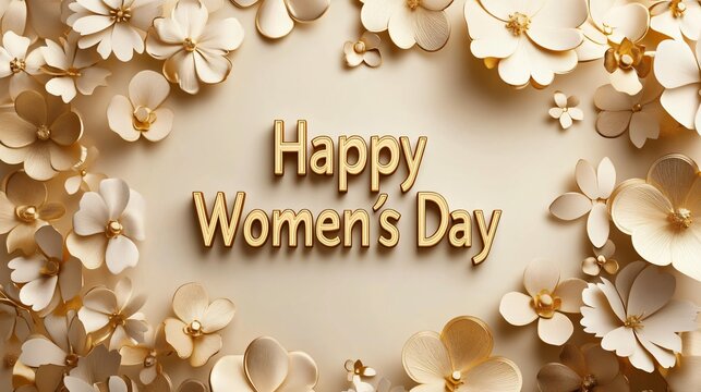 Happy Womens Day text retro floral card