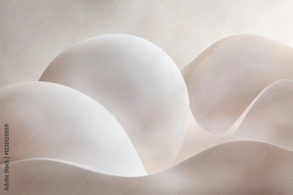 Poster soft curves and muted tones create a serene abstract composition in natural light
