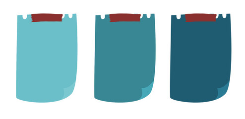 Paper sticky notes. Note sheets sticky collection. Stickers and reminders for office, work or school theme design in turquoise colors. Blank notepaper meeting reminder. To-do list and office notice.