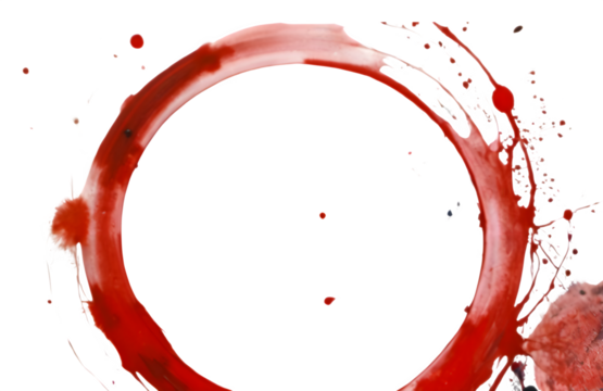 Red watercolor ring stain splash isolated on white or transparent png