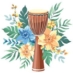 Art & Illustration - Berimbau with flowers vintage