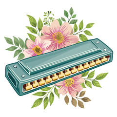 Art & Illustration - Harmony instrument gaita with flowers - Gaita com flores