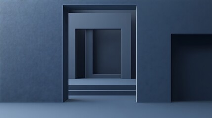 Fototapeta premium Abstract Architectural Interior Space Design Showing Recessed Doorways