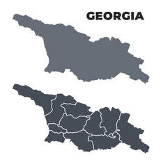 Fototapeta premium Georgia grey political map simple flat illustration set