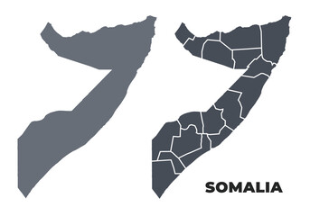 Somalia grey political map simple flat illustration set