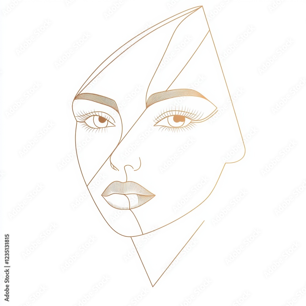 Aufkleber silhouette of a womans face featuring golden ratio lines highlighting beauty and proportion in an ar