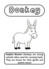 Fototapeta premium Donkey Coloring Page