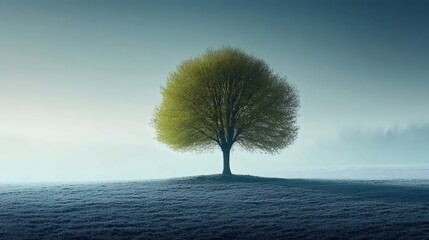 A tree stands alone in a field of grass