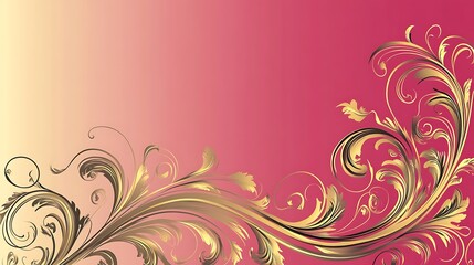 Elegant Gold Floral Design on Pink Background