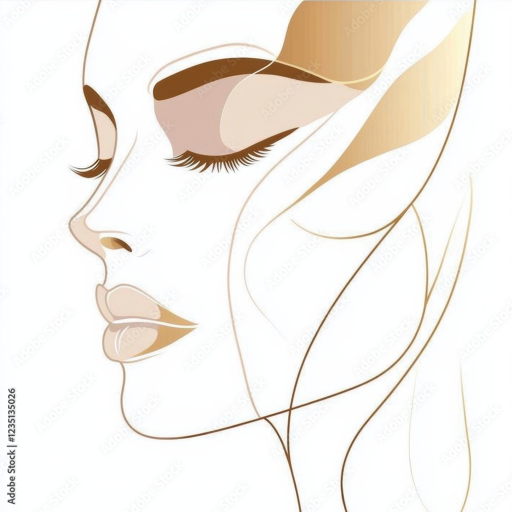 Fototapete silhouette of a womans face highlighted by golden ratio lines in an artistic design. generative ai
