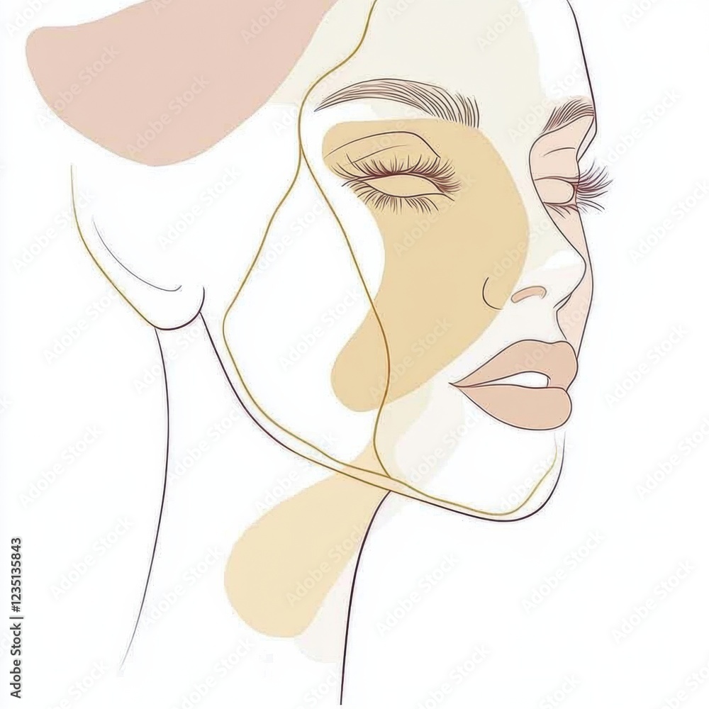 Aufkleber silhouette of a womans face featuring golden ratio lines to highlight beauty and proportion in moder