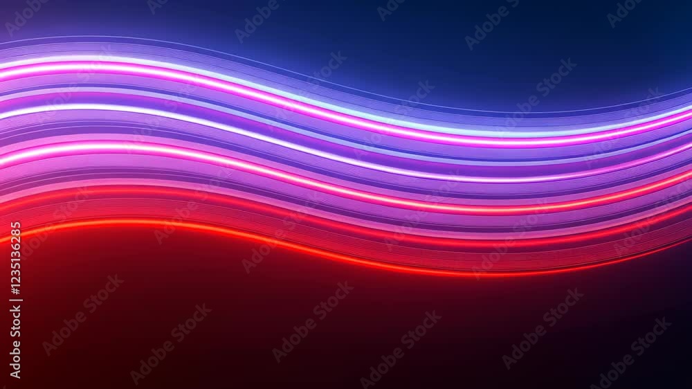 Poster colorful neon circuit pattern with glowing curves and gradient background reflecting futuristic digi