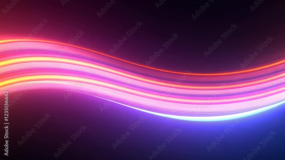 Poster colorful neon circuit pattern with glowing curves and gradient background reflecting futuristic digi