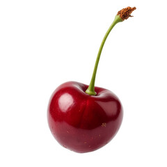 Cherry, fresh ripe fruit isolated on transparent background, close-up shot