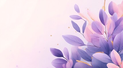 Fototapeta premium Delicate Lavender Leaves with Gold Accents Design