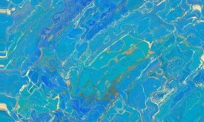 Abstract Blue and Gold Marbled Texture Background