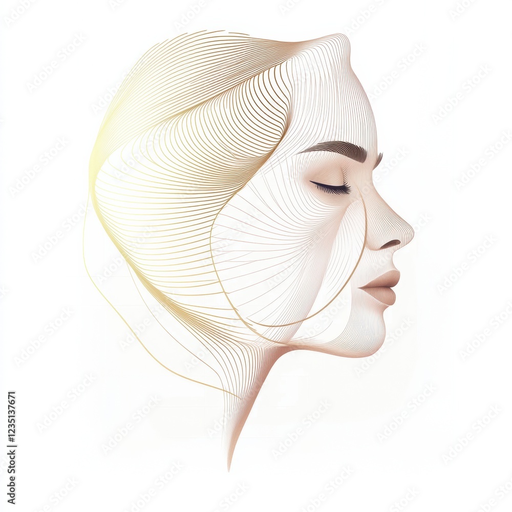Aufkleber silhouette of a womans face featuring golden ratio lines in elegant design. generative ai