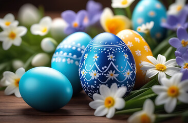 Colorful easter eggs. Funny surprise