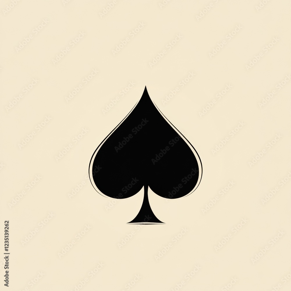 Poster Black spade symbol on a light background representing playing card suit used in various games. Generative AI