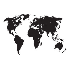 World Map Silhouette Illustration for Global Concepts