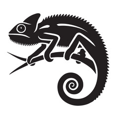 Detailed Chameleon Silhouette Vector Illustration Art