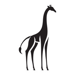 Majestic Giraffe Silhouette Standing Tall Vector Art