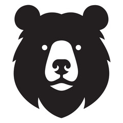 Bold Black Bear Head Silhouette Vector Graphic