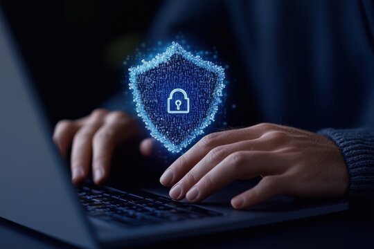 Cybersicherheit und Datenschutz am Laptop

