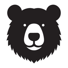 Cute Black Bear Face Silhouette Vector Graphic Design
