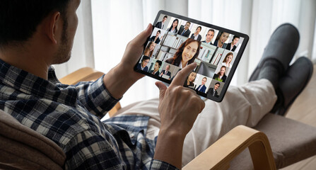 Business people on video conference for modish virtual group meeting of corprate business office workers