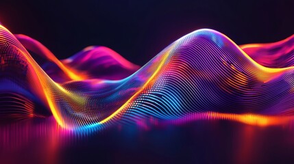 Fototapeta premium Vibrant Neon Wave Abstract Art Digital Background