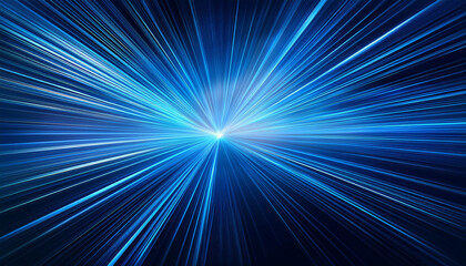 Fototapeta premium blue background adorned with neon rays and dynamic lines