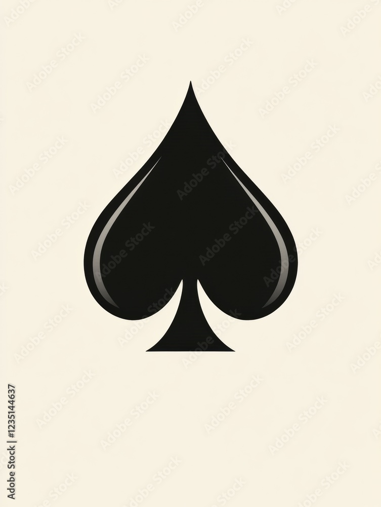 Poster black spade symbol on cream background reflecting simplicity and elegance with its bold design. gene