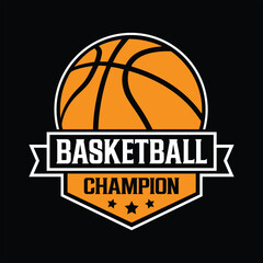 Basketball logo, Basketball champion T shirt design vector