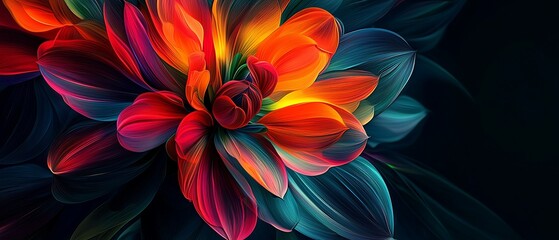 A vibrant abstract colorful flower design, 
