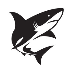 Black and White Shark Silhouette  vector art illustration